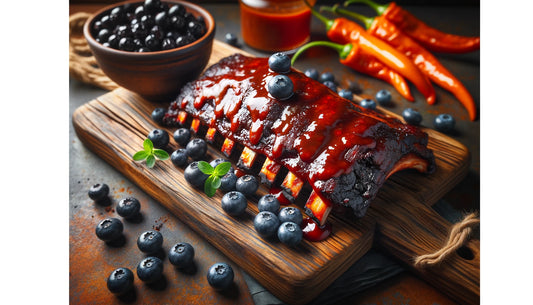 ribs, bbq, blueberries, blueberry hot sauce, Atlanta Burns, summertime blues