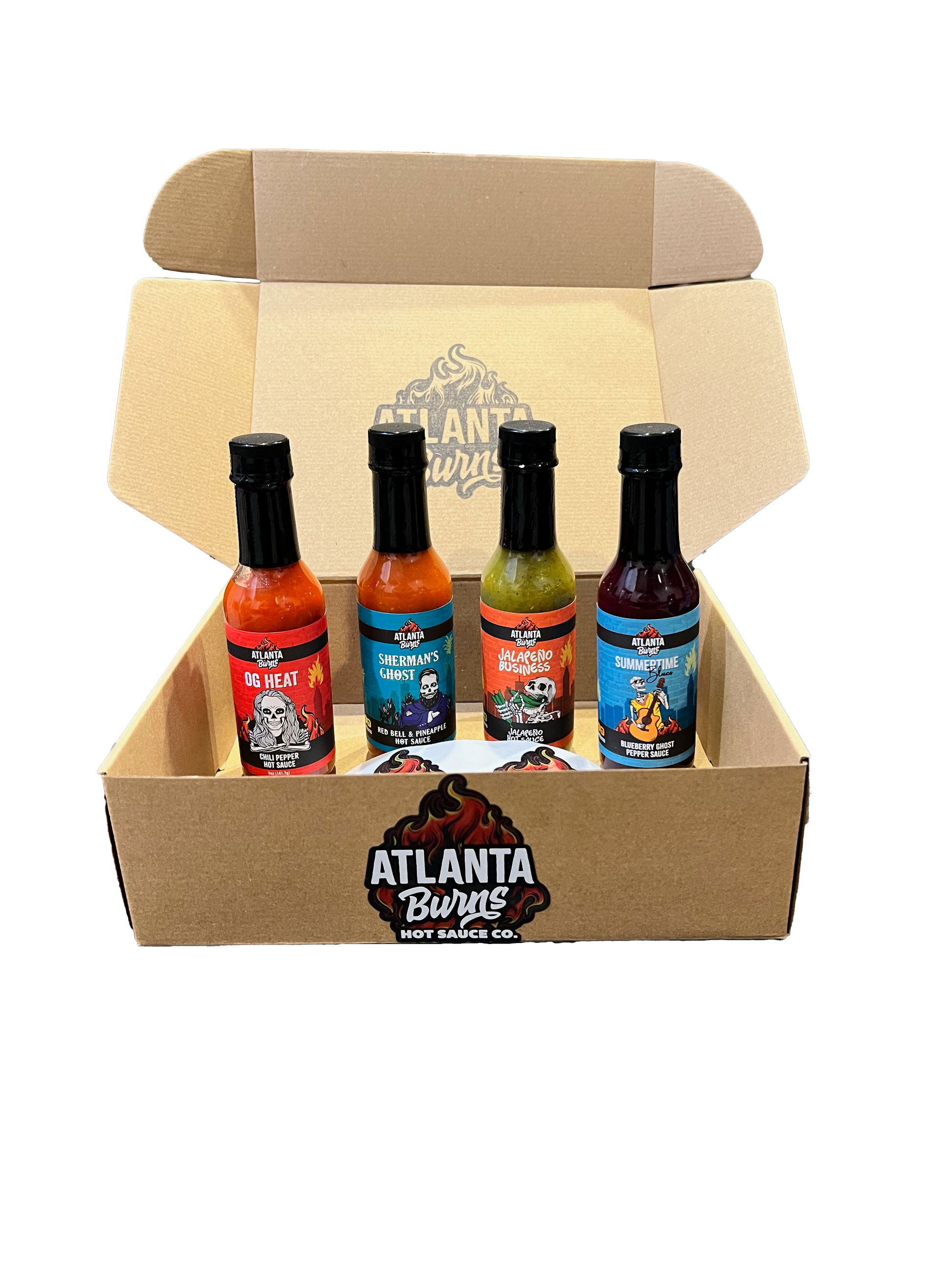 Hot Sauce Combo Pack, Sherman's Ghost, Summertime Blues, Jalapeno Business, OG Heat, Ghost peppers, atlanta burns, hot sauce, combo pack