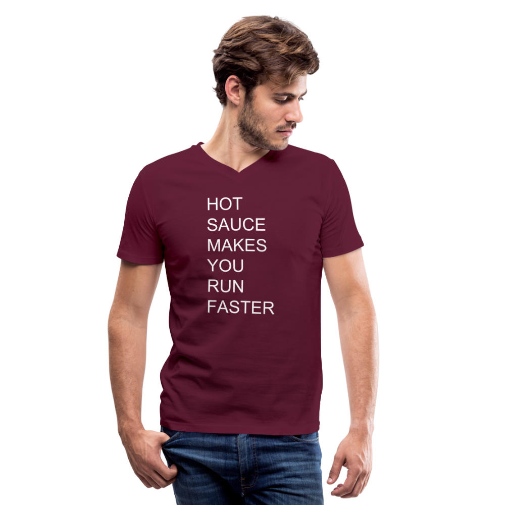 Hot Sauce Makes You Run Faster V Neck Tee - maroon